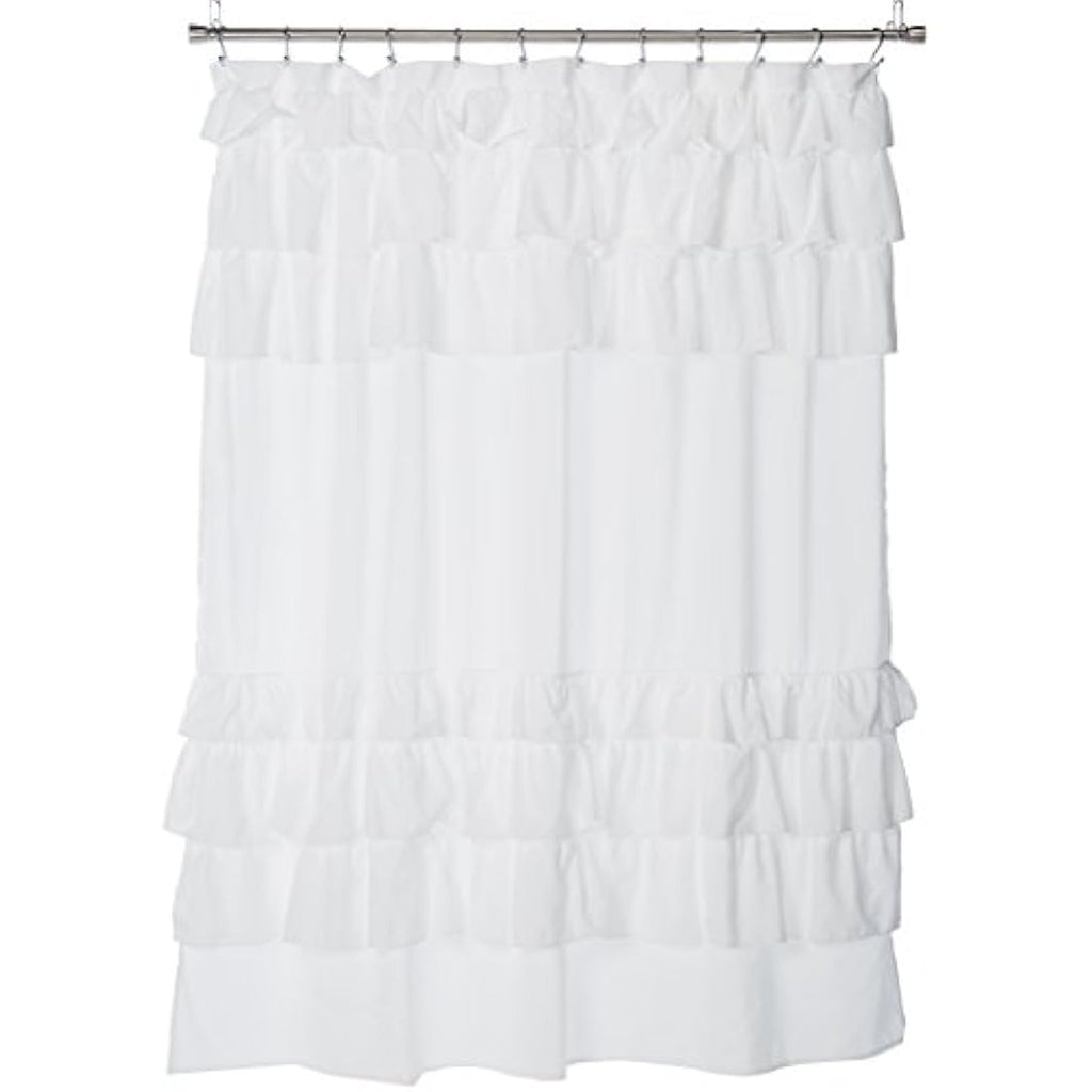 Madison Park Grace White Woven Polyester Shower Curtain – 72x72