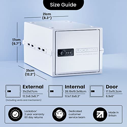 Lockabox One Lockable Storage Box | 10L Combination Safe | Opal White