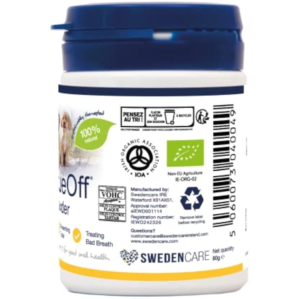 ProDen PlaqueOff Powder - Natural Dog & Cat Dental Care for Tartar, 60g