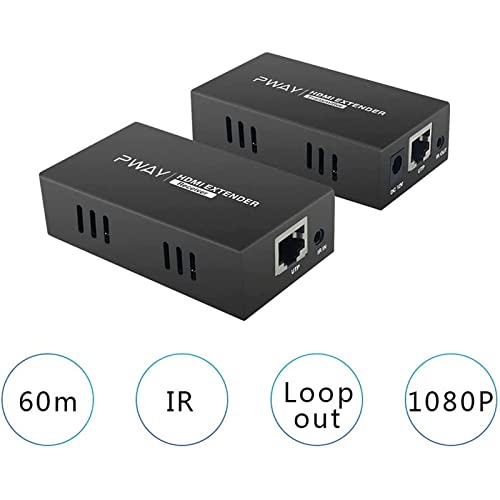 PWAY HDMI Extender 1080P 60m over Cat6/7 with IR Control & POC