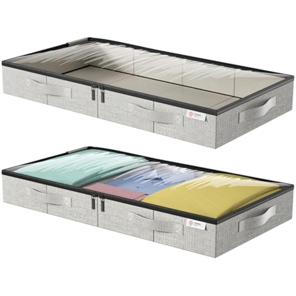Jolof Store Underbed Storage Bags | 2-Pack Fabric Bins with Lids