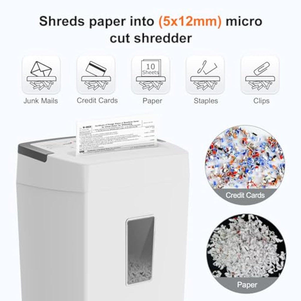 Bonsaii 10-Sheet Micro-Cut Paper Shredder | P-4 High Security, 21L Bin
