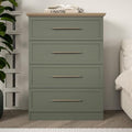 Galano Cleverton 4 Drawer Chest – Oak & Kale Green Storage Cabinet