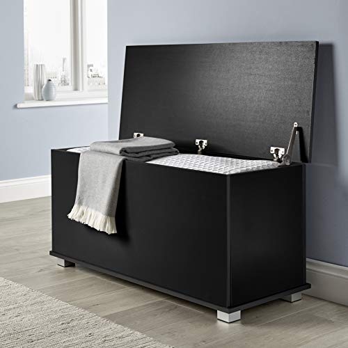 Home Source Black MDF Ottoman Storage Chest & Blanket Box - 99cm