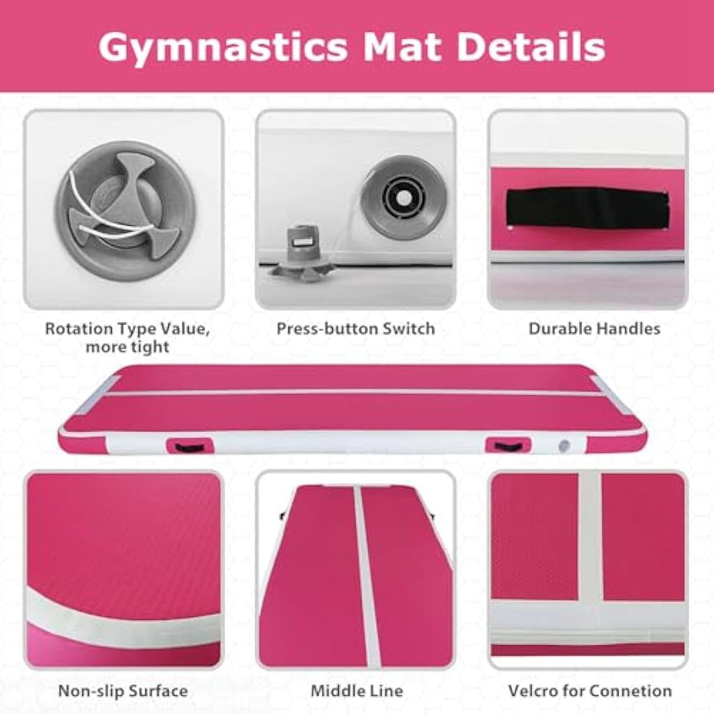 MEKETUM Inflatable Air Tumble Track Gymnastic Mat with Pump for Home Gym