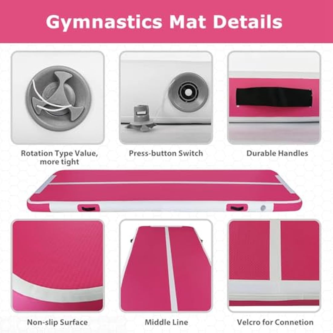 MEKETUM Inflatable Air Tumble Track Gymnastic Mat with Pump for Home Gym