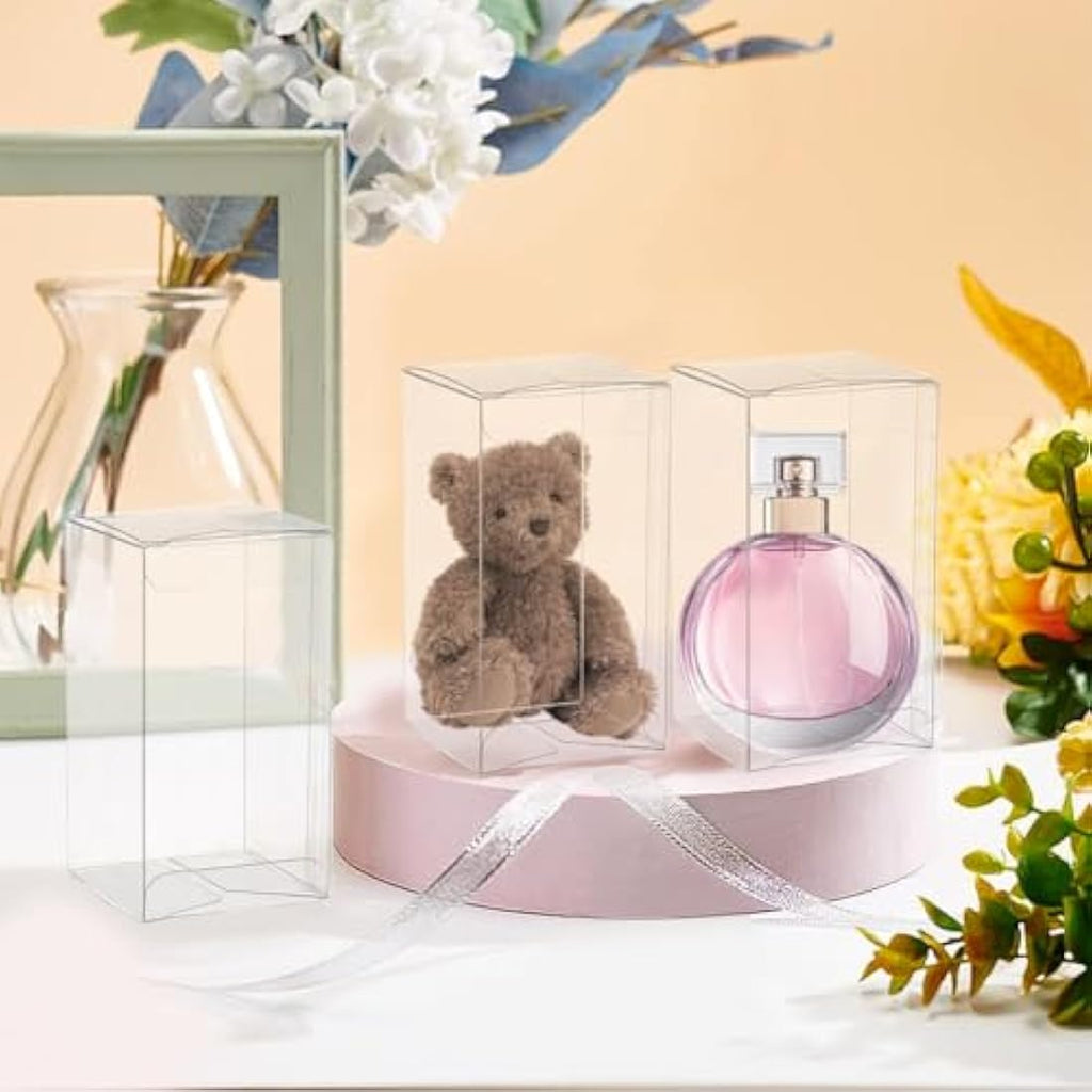 BENECREAT 20PCS Clear PVC Wedding Favor Boxes - 5x5x10cm Gift Packaging
