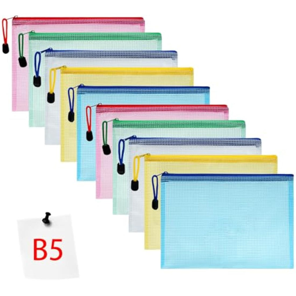 Vicloon 10Pcs B5 Mesh Document Wallets | Waterproof Zipper File Bags