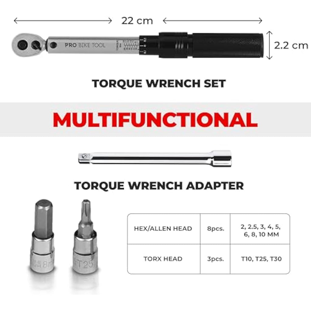 1/4" Drive Bike Torque Wrench Set | 2-20Nm Precision Tool