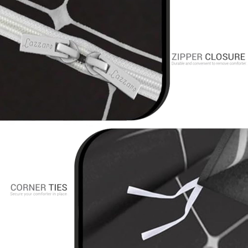 Lazzaro Double Duvet Set – Reversible Microfiber Bedding with Zipper