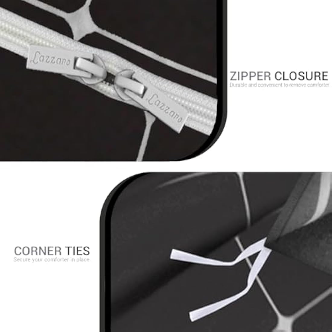 Lazzaro Double Duvet Set – Reversible Microfiber Bedding with Zipper