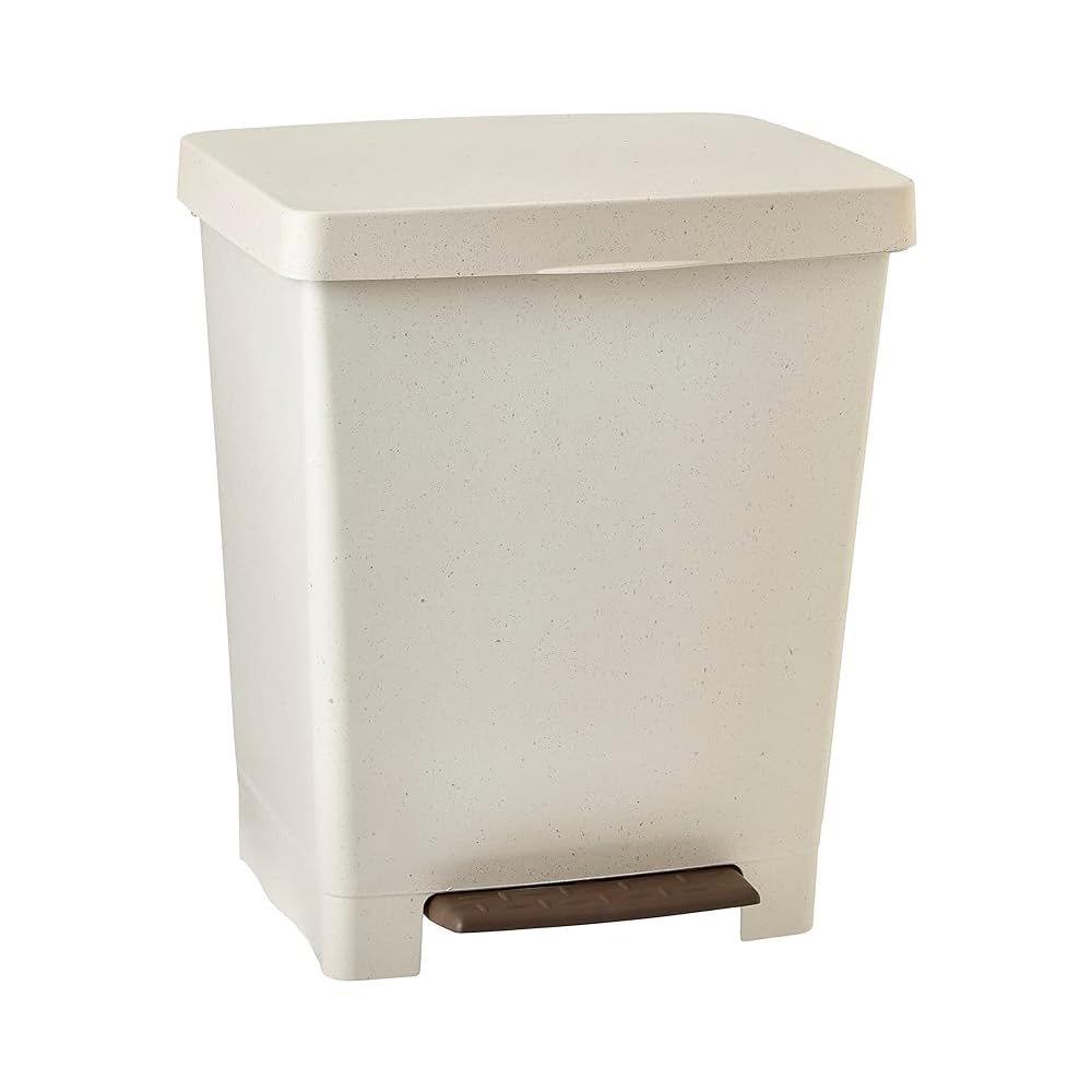 TATAY Cubik ECOHOME 21L Pedal Bin | Recycled Plastic Trash Can - Beige