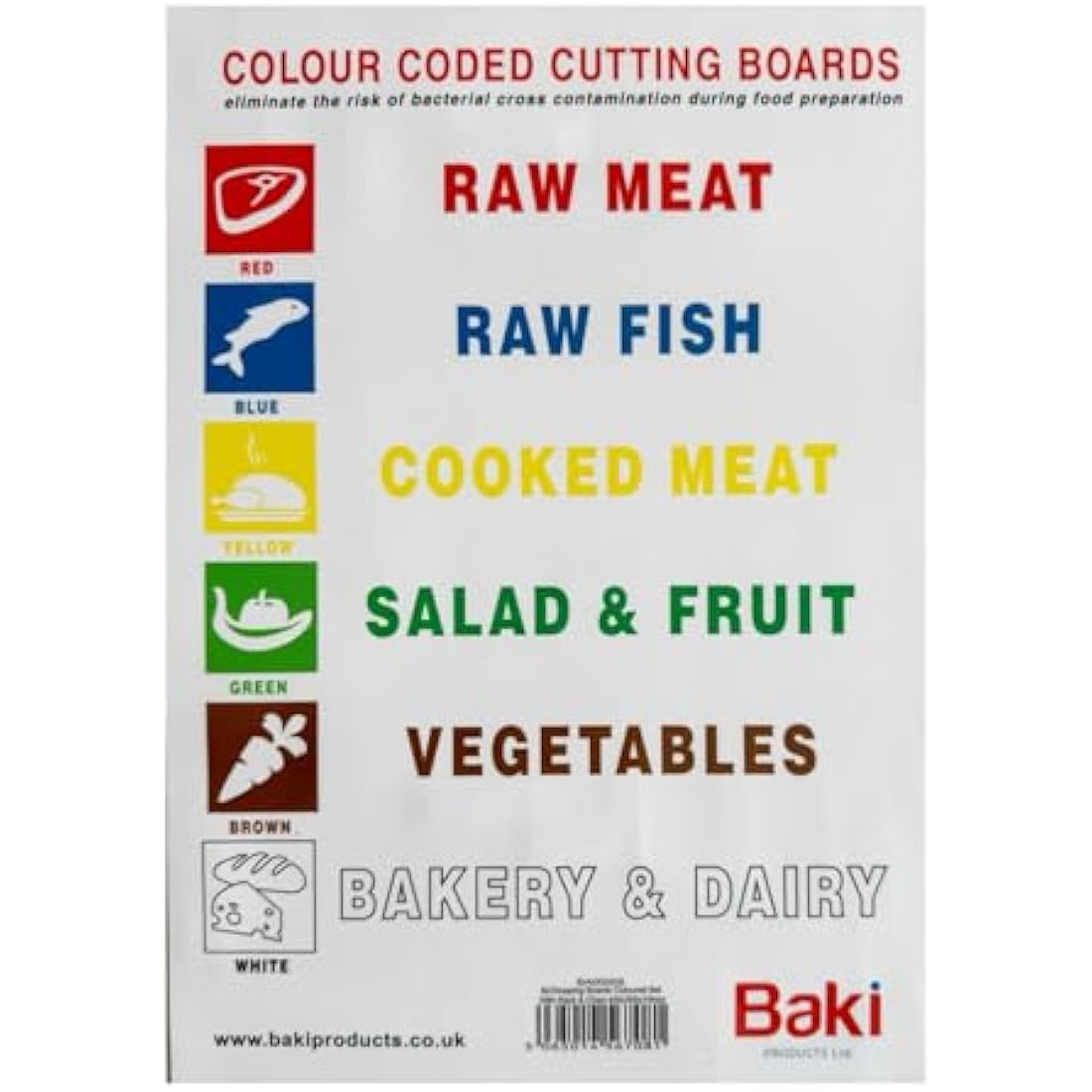 BAKI Color-Coded Plastic Cutting Boards with Rack - Set of 6