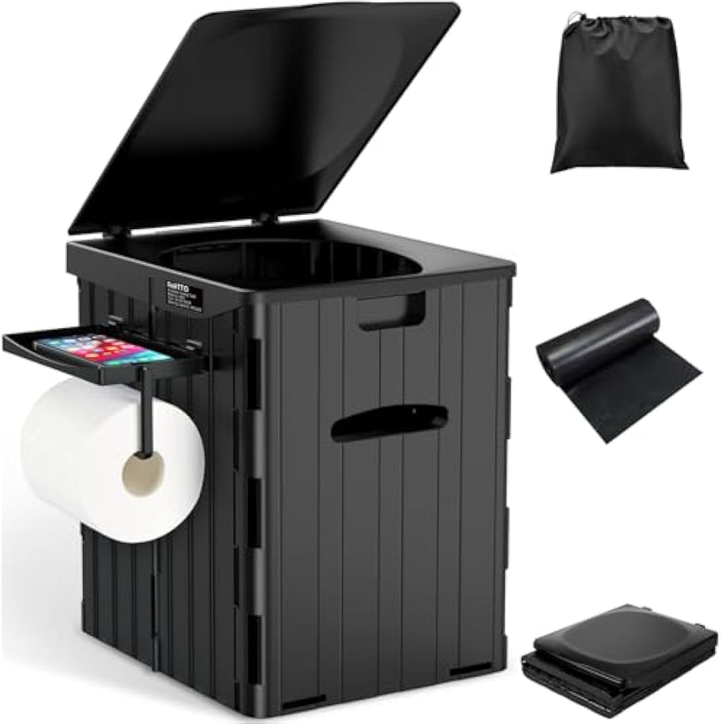 Jolof Store XL Portable Toilet – Foldable Camping Potty with Phone Holder
