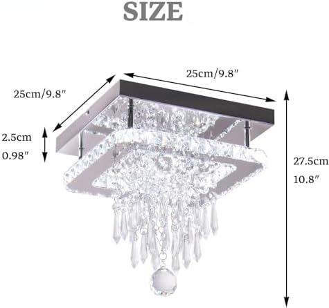 Modern K9 Crystal Square LED Flush Mount Ceiling Light