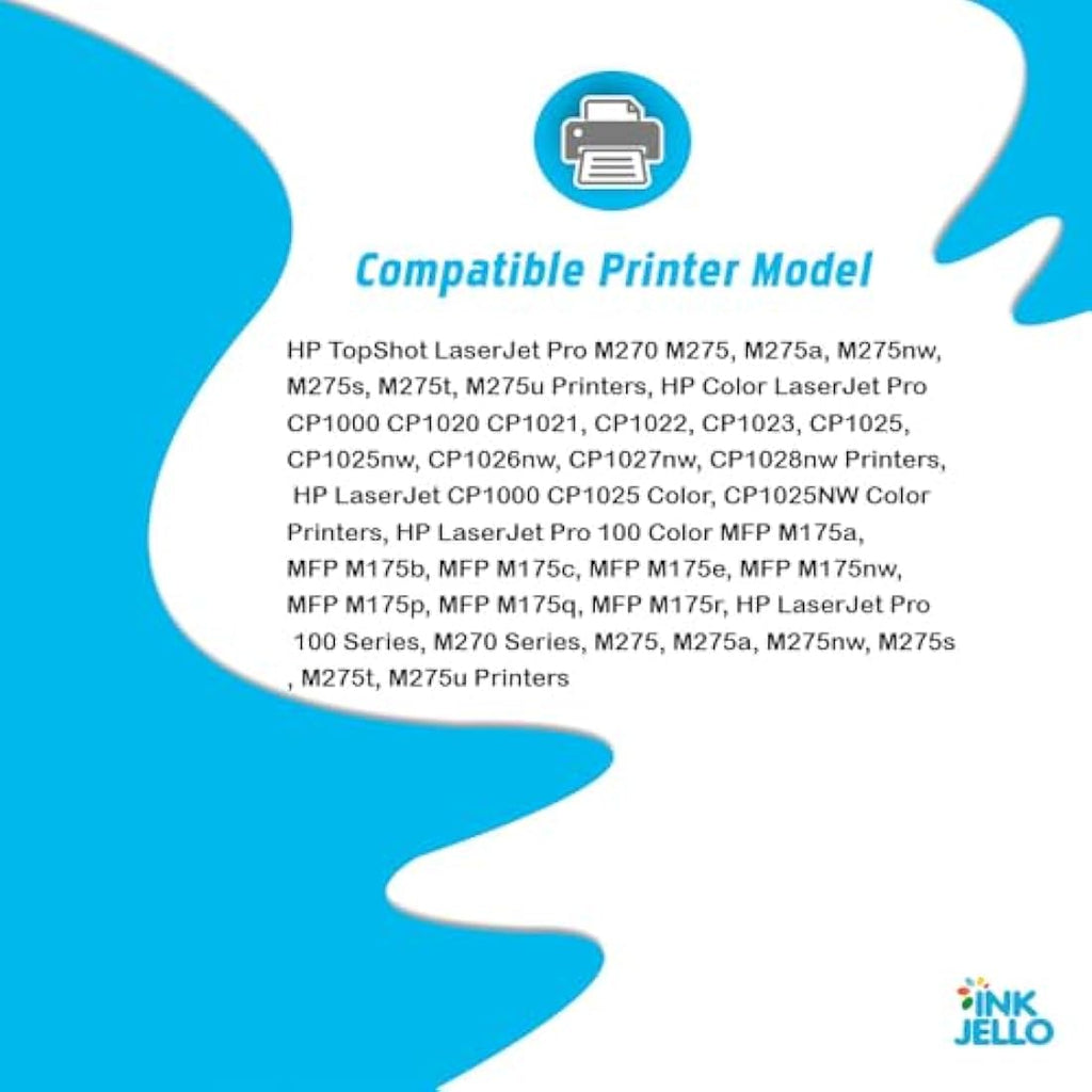InkJello Compatible HP CE310A-CE313A Toner Cartridges, 4-Pack CMYK