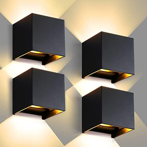 CANMEIJIA LED Outdoor Wall Lights | 12W IP65 Waterproof Aluminum – 4 Pack