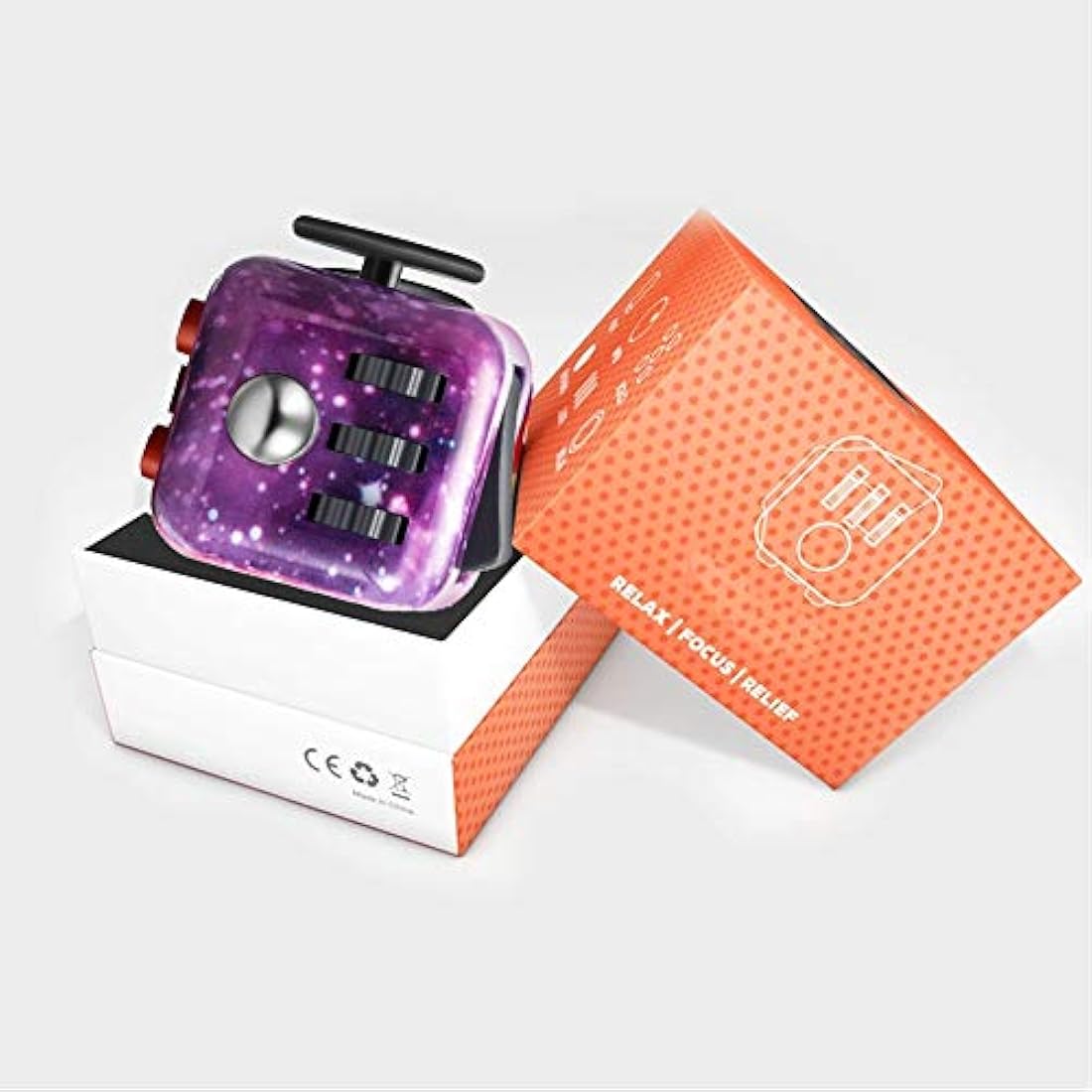 MANER Fidget Cube – 6-Sided Stress Relief Sensory Toy, Star-Galaxy