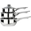 Premier Housewares Stainless Steel Saucepan Set with Glass Lids - 3 Piece