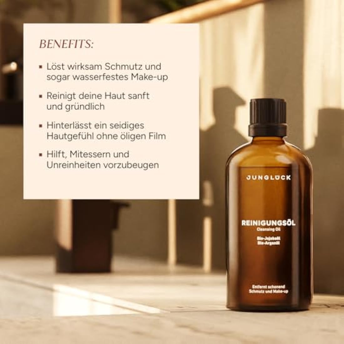 JUNGLÜCK Cleansing Oil – Vegan Natural Face Cleanser with Argan Oil | 100ml