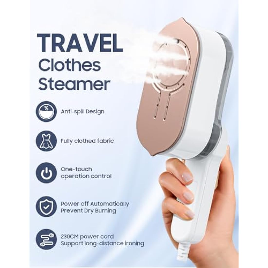 Handheld Garment Steamer – 2-in-1 Portable Travel Iron with LCD