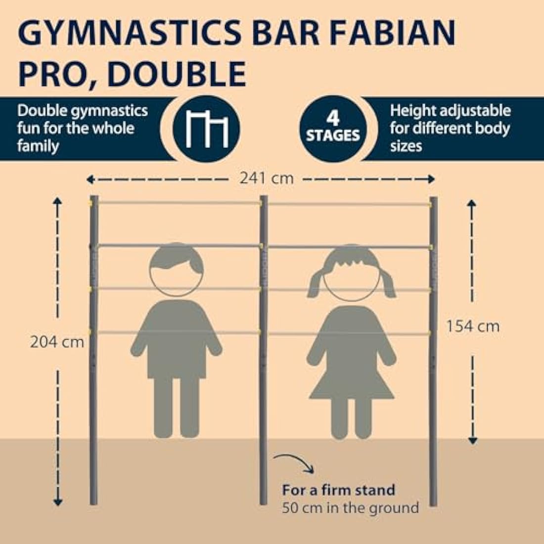 HUDORA Double Gymnastics Bar – Adjustable Outdoor Steel Fitness Bar