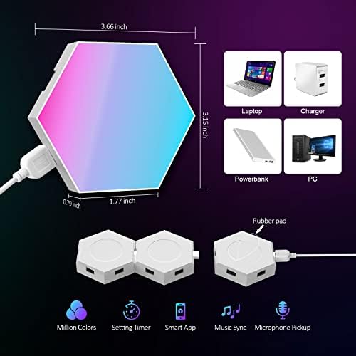 Kangtaixin Hexagon LED Lights – 12 Pack RGB Smart Music Sync Wall Panels