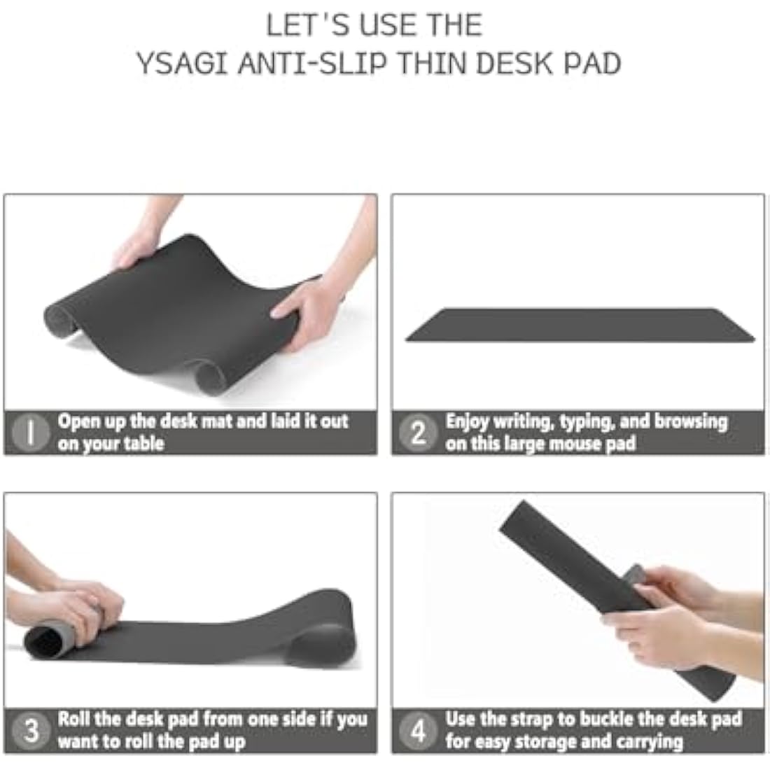 YSAGi Leather Desk Pad – Waterproof Non-Slip Office Mat, Dark Gray