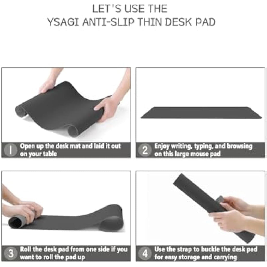 YSAGi Leather Desk Pad – Waterproof Non-Slip Office Writing Mat, Dark Gray