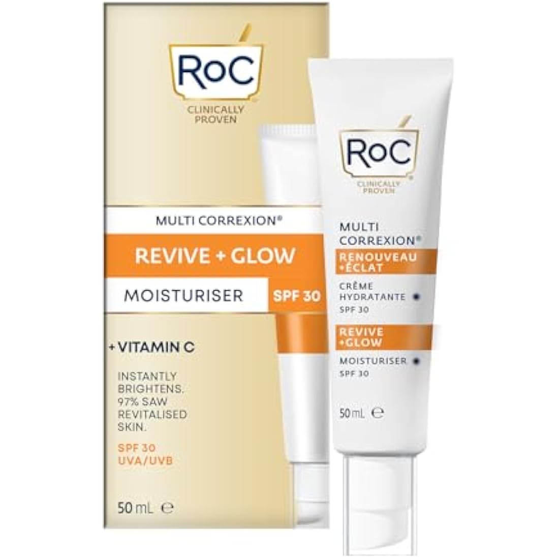 RoC Multi Correxion Revive + Glow Vitamin C Face Moisturiser SPF 30 - 50ml