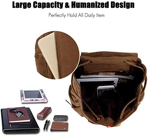 Vintage Canvas Hiking Backpack | Large Laptop Rucksack Green