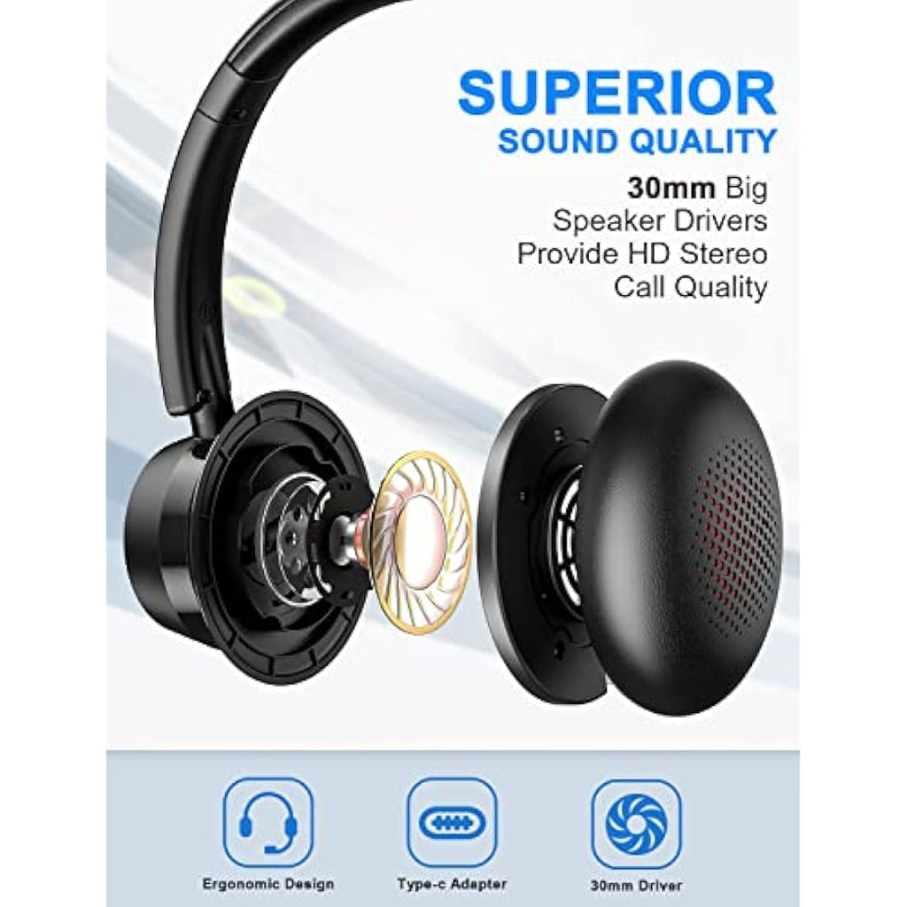 New Bee H362 USB Headset with Microphone | 3.5mm PC Headphones - Black