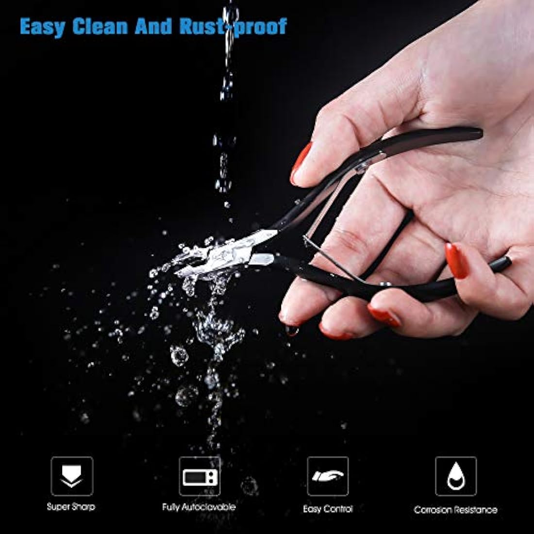 FERYES Professional Cuticle Nippers – Stainless Steel Trimmer, Matt Black