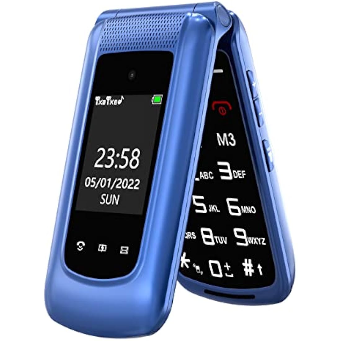 Jolof Store G380D Senior Flip Phone – Unlocked Big Button Mobile (Blue)
