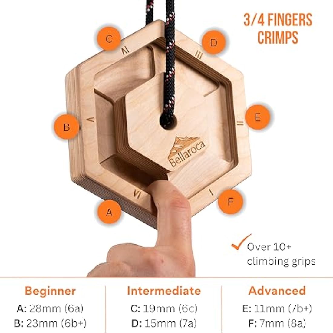 Bellaroca Portable Wooden Climbing Hangboard for Finger Strength