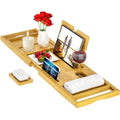 Banlilu Bamboo Bath Tray – Expandable Foldable Bathtub Caddy Organizer