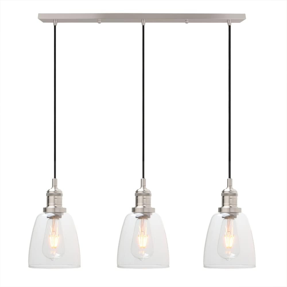 Phansthy 3-Light Industrial Pendant Chandelier | Adjustable Glass Shade