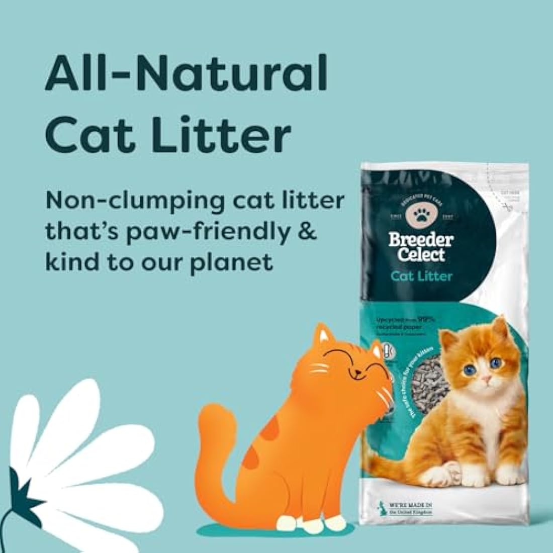 Breeder Celect Recycled Paper Cat Litter – 30L Non-Clumping Bedding