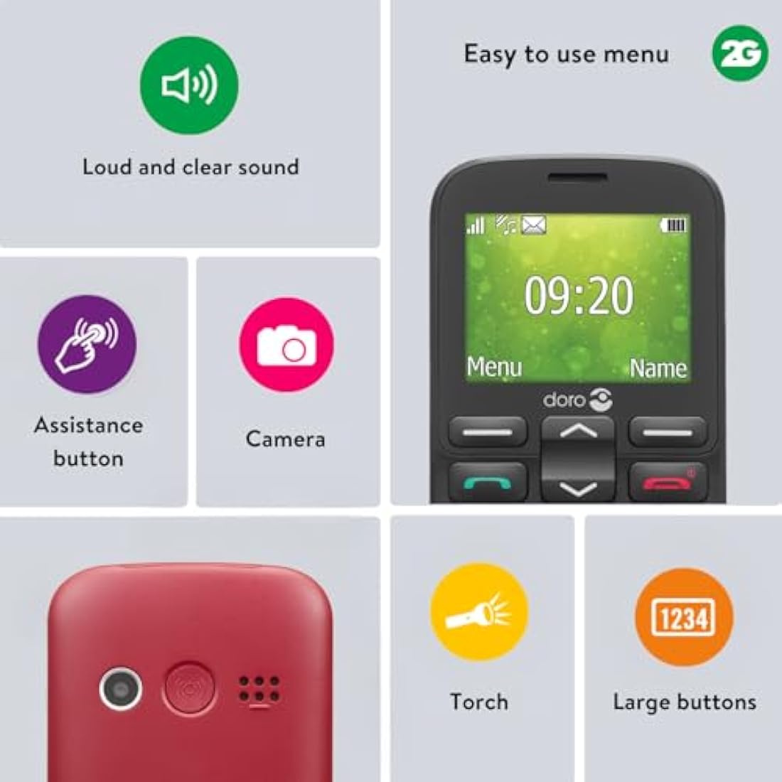 Doro 1380 Senior Mobile Phone | Unlocked Dual SIM with Camera - Black