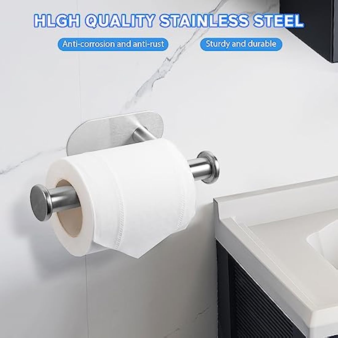 Ahyanz Adhesive Toilet Paper Holder | SUS 304 Stainless Steel - No Drill