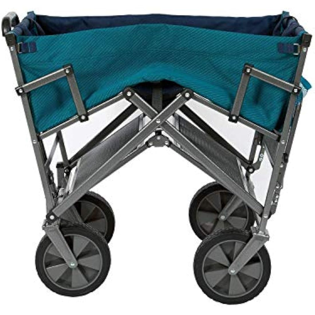 MacSports Double Decker Folding Wagon – Heavy Duty Utility Cart, Teal