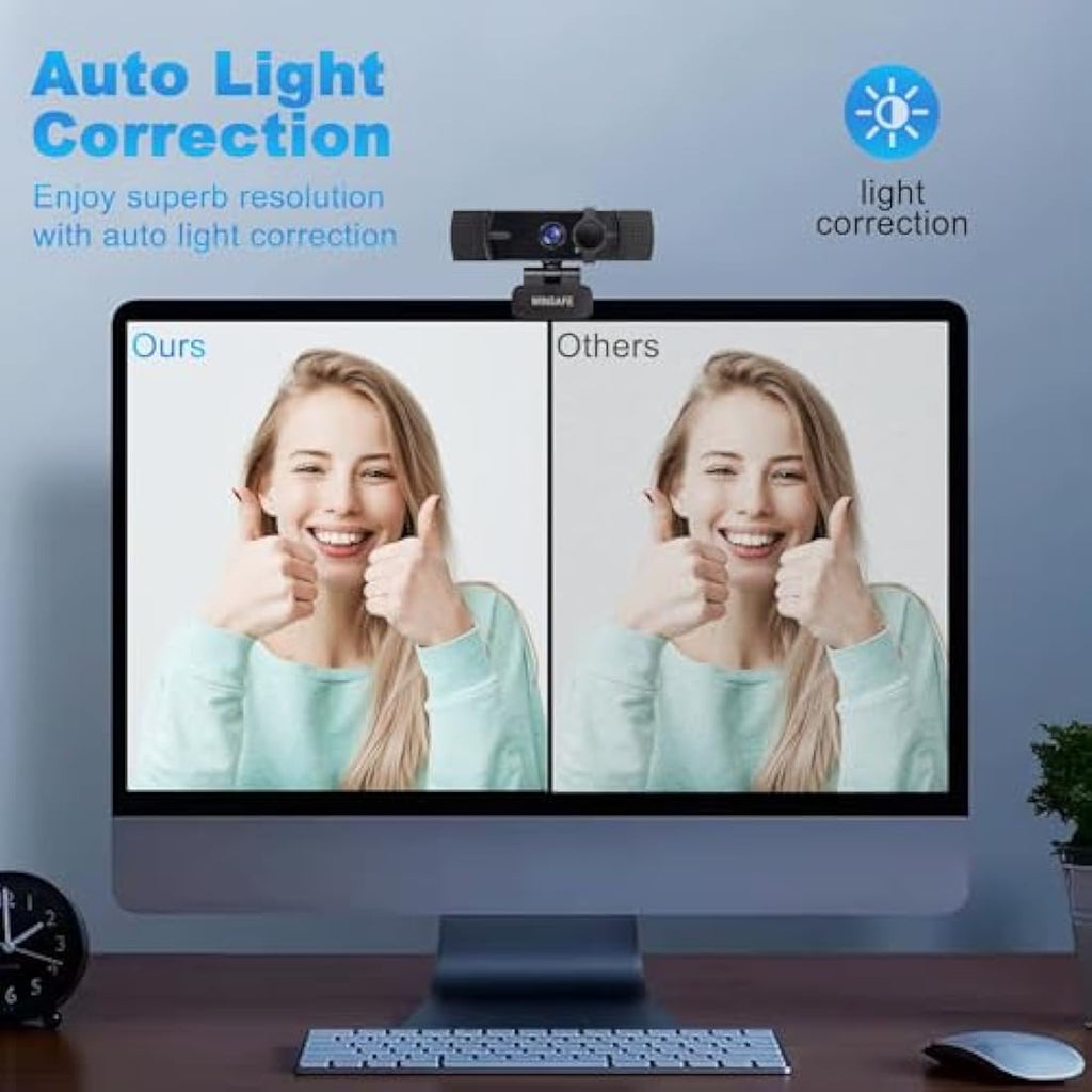 WINSAFE 4K UHD Webcam | AI Auto Focus & Dual Noise-Canceling Mics