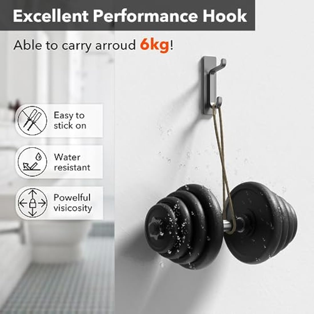 Jolof Store Adhesive Wall Hooks – Heavy Duty Stainless Steel, 4 Pack