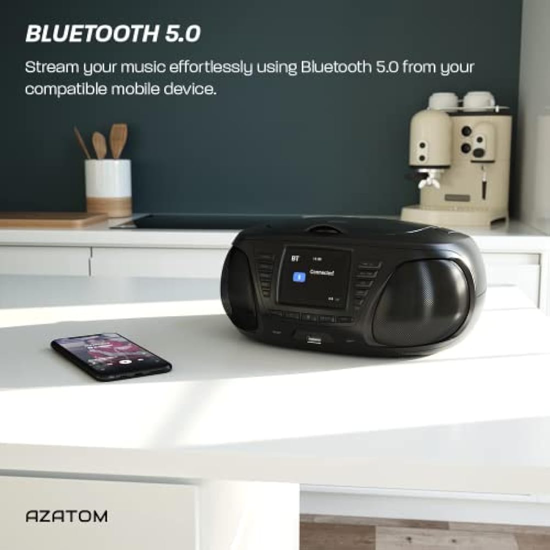 Azatom Zenith Z4 Portable CD Player | DAB+ Digital Radio & Bluetooth - Black