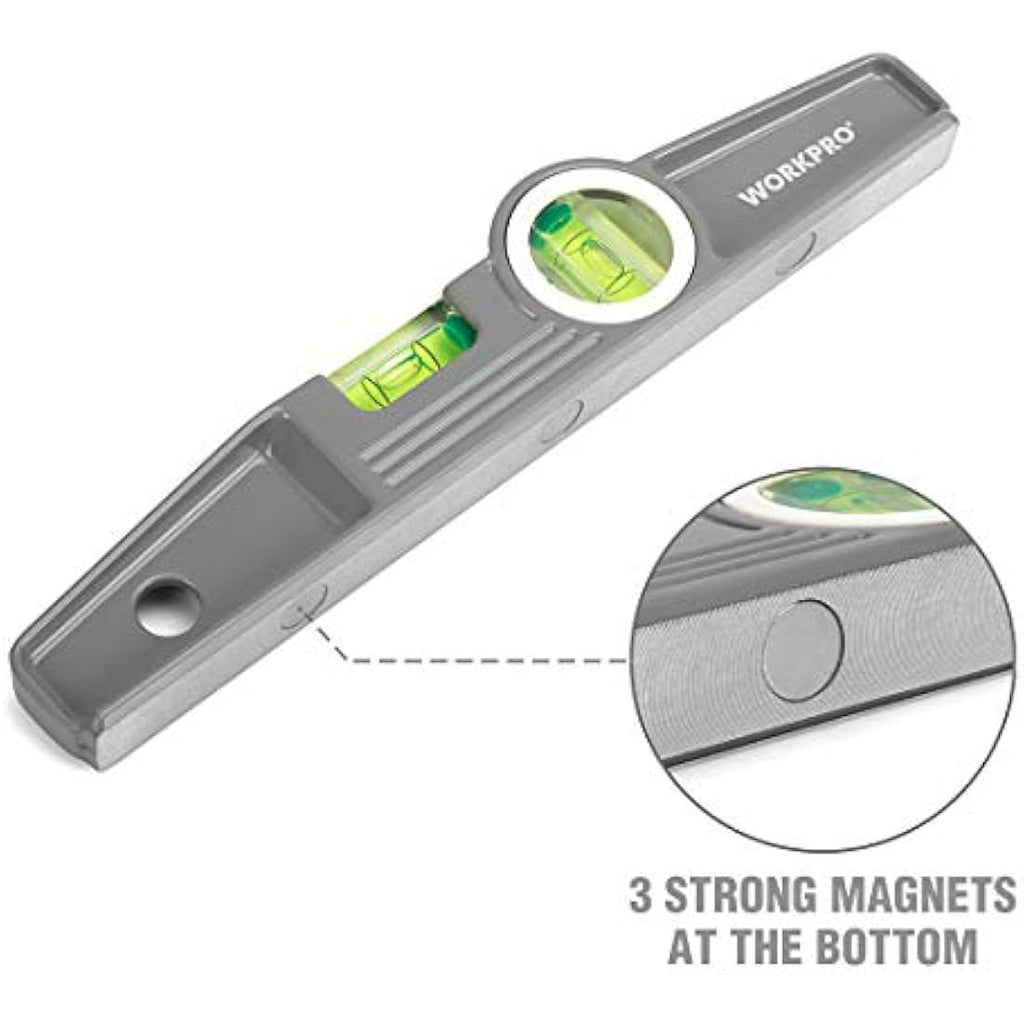 WORKPRO 3-Piece Spirit Level Set (9", 16", 24") – Magnetic Box Beam