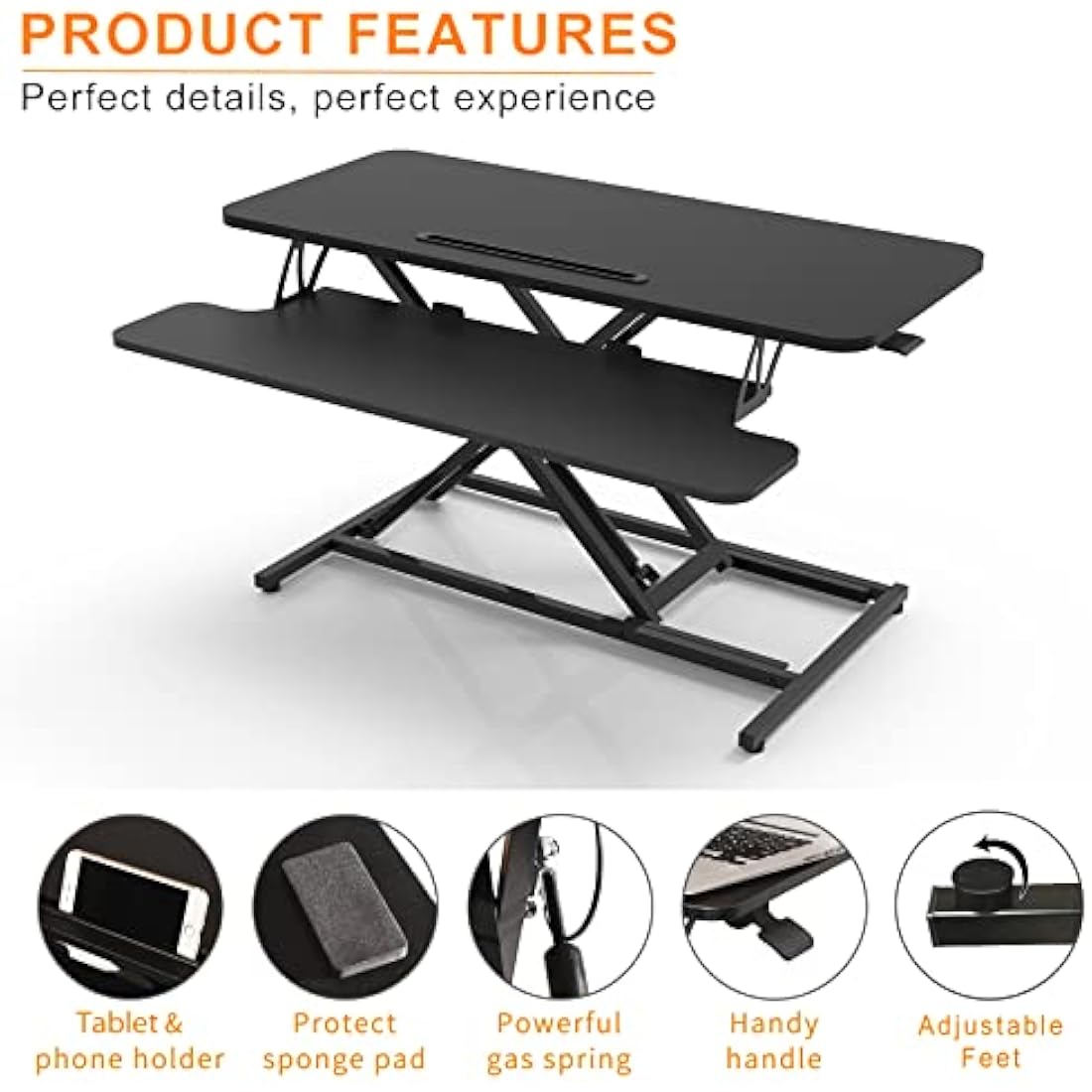 ERGOMAKER 36" Standing Desk Converter | Height Adjustable Dual Monitor Riser
