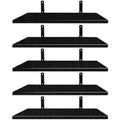 Mardili Rustic Wood Floating Shelves – Set of 5 Wall Mounted Shelves, Black