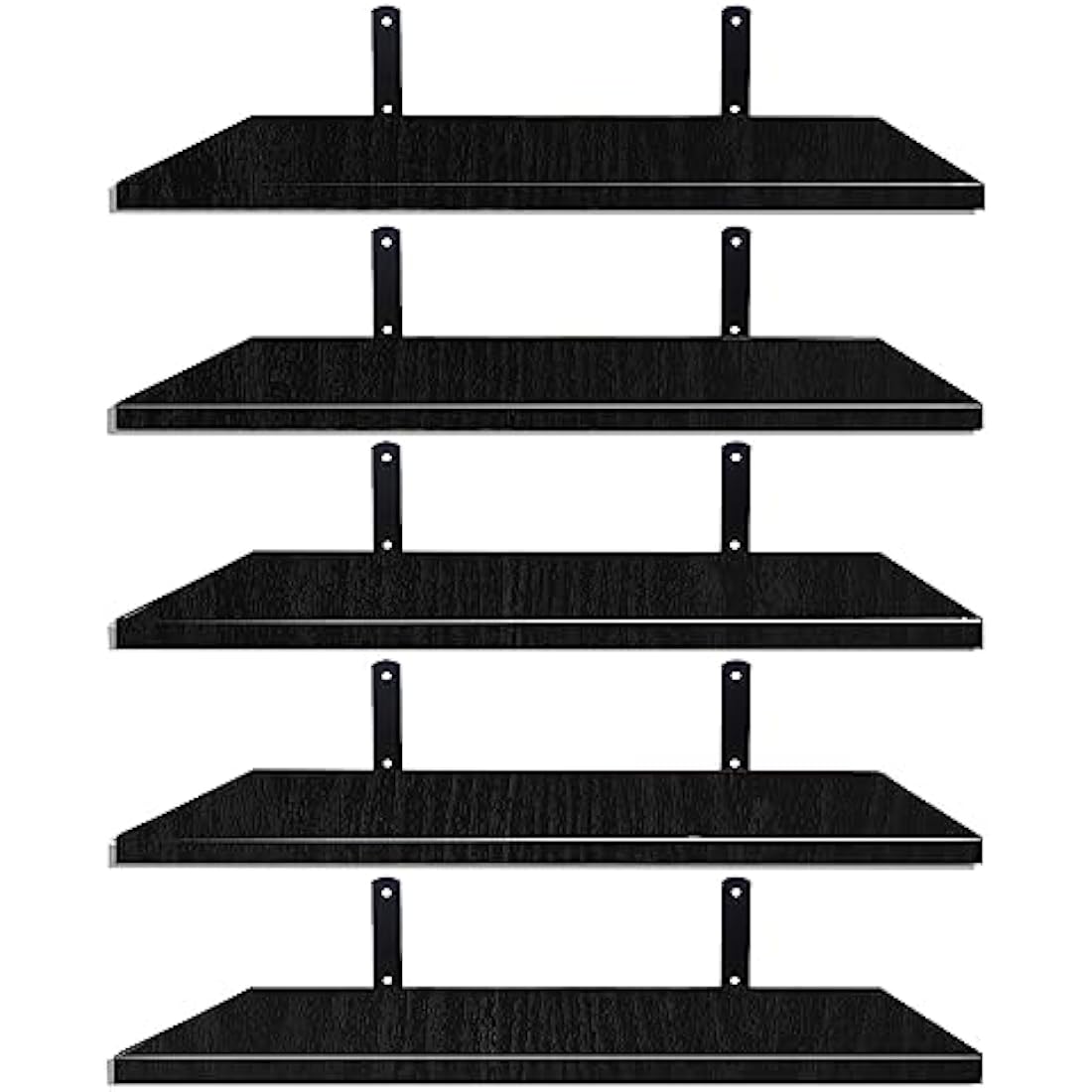 Mardili Rustic Wood Floating Shelves – Set of 5 Wall Mounted Shelves, Black