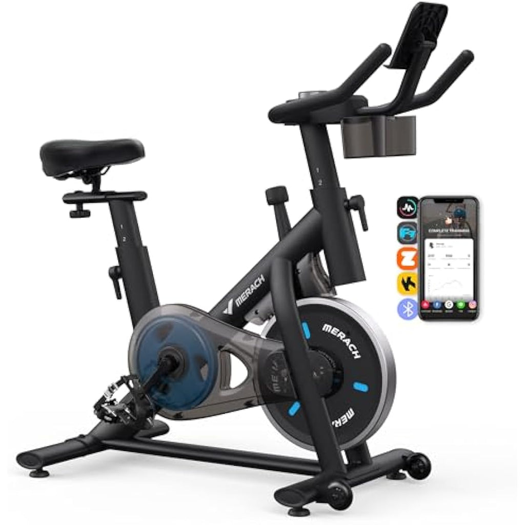 MERACH Stationary Exercise Bike – Quiet Indoor Cycling with App & LED