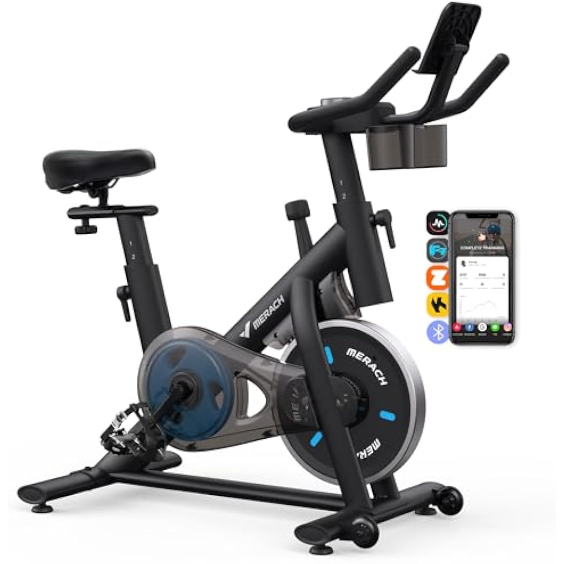 MERACH Stationary Exercise Bike – Quiet Indoor Cycling with App & LED